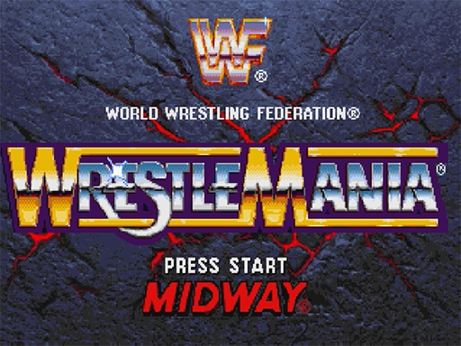 WWF WrestleMania: The Arcade Game title screen for Sega Saturn